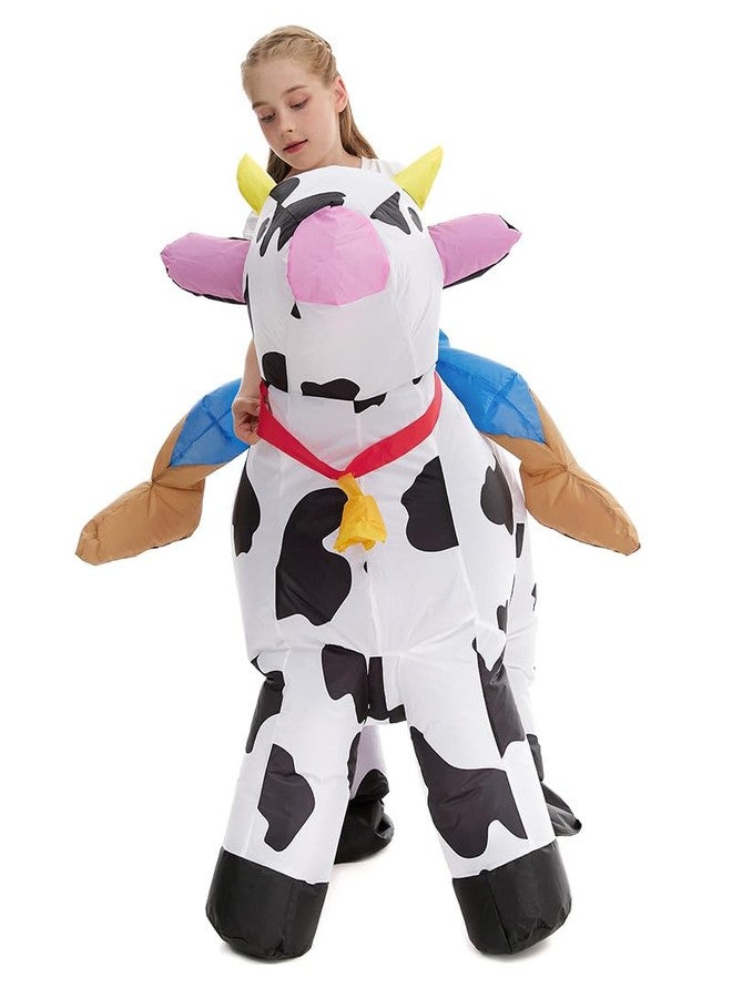 HSCTEK Inflatable Cow Costume Kids Boys Girls, Blow up Ride on Animal Cosplay Teen, Riding Halloween Rider Clothes Child - Image 2